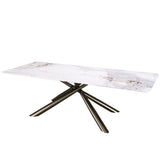 Modern-6-Seater-Rectangular-White-Sintered-Stone-Marble-Dining-Table-Black-High-Gloss-Cross-Over-Base-160cm