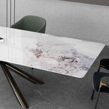 Modern-6-Seater-Rectangular-White-Sintered-Stone-Marble-Dining-Table-Black-High-Gloss-Cross-Over-Base-160cm