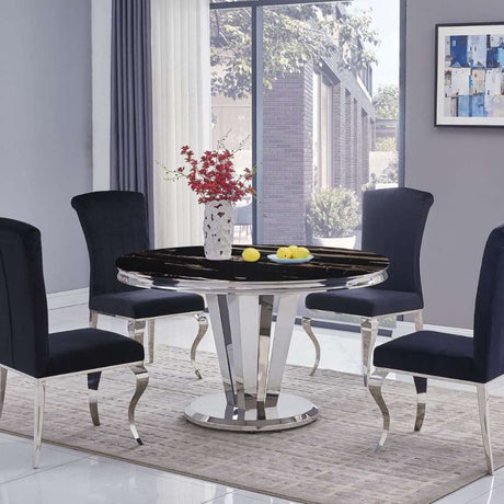 Modern-6-Seater-Round-Black-Marble-Dining-Table-Stainless-Steel-Pedestal-Base-130cm