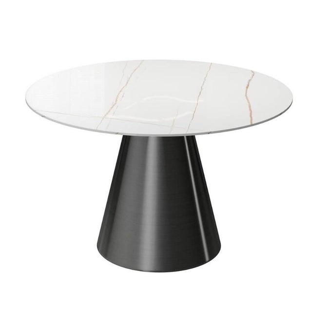 Modern-6-Seater-Round-White-Sintered-Stone-Marble-Dining-Table-Black-High-Gloss-Pedestal-Base-135cm