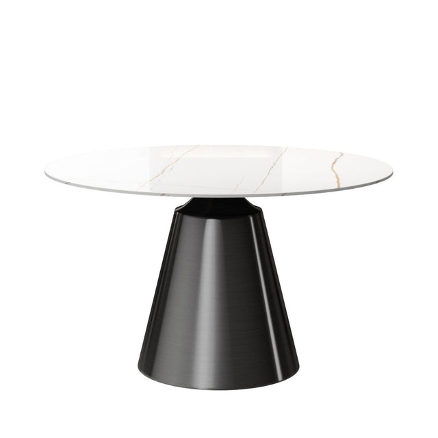 Modern-6-Seater-Round-White-Sintered-Stone-Marble-Dining-Table-Black-High-Gloss-Pedestal-Base-135cm