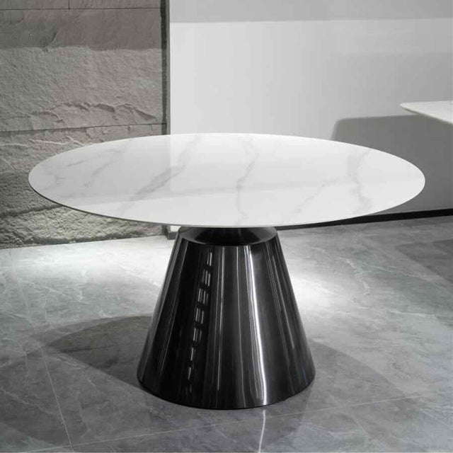 Modern-6-Seater-Round-White-Sintered-Stone-Marble-Dining-Table-Black-High-Gloss-Pedestal-Base-135cm