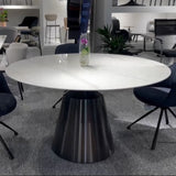 Modern-6-Seater-Round-White-Sintered-Stone-Marble-Dining-Table-Black-High-Gloss-Pedestal-Base-135cm