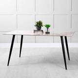 Juliette Modern 160cm Rectangular White Marble Stone Dining Table 6 Seater