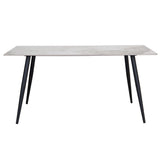 Juliette Modern 160cm Rectangular White Marble Stone Dining Table 6 Seater