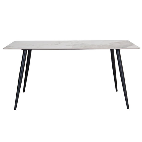 Juliette Modern 160cm Rectangular White Marble Stone Dining Table 6 Seater