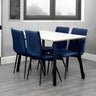 Modern-6-Seater-White-Marble-Dining-Table-With-4-Blue-Velvet-Dining-Chairs-120cm