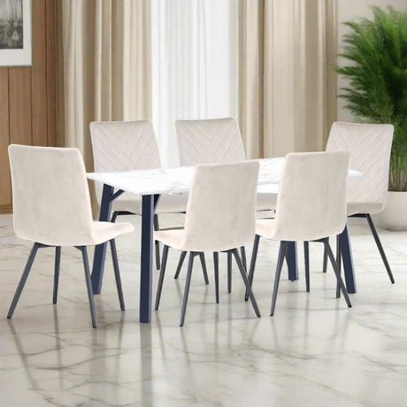 Modern-6-Seater-White-Marble-Dining-Table-With-6-Cream-Velvet-Dining-Chairs-180cm