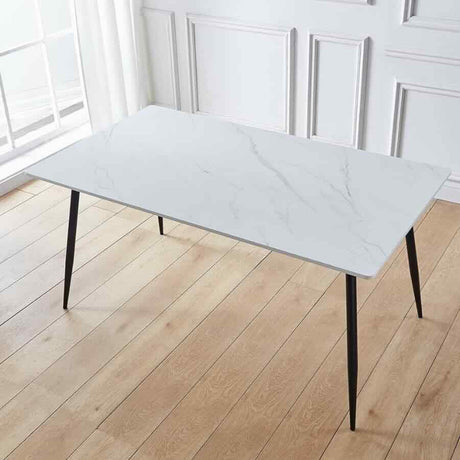 Modern-6-Seater-White-Stone-Rectangular-Dining-Table-With-Black-Metal-Legs-160cm