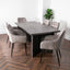 Modern Rectangular V-shape Base Dark Oak Dining Table With Deep Buttoned Velvet Chairs Kitchen Table Set 180cm