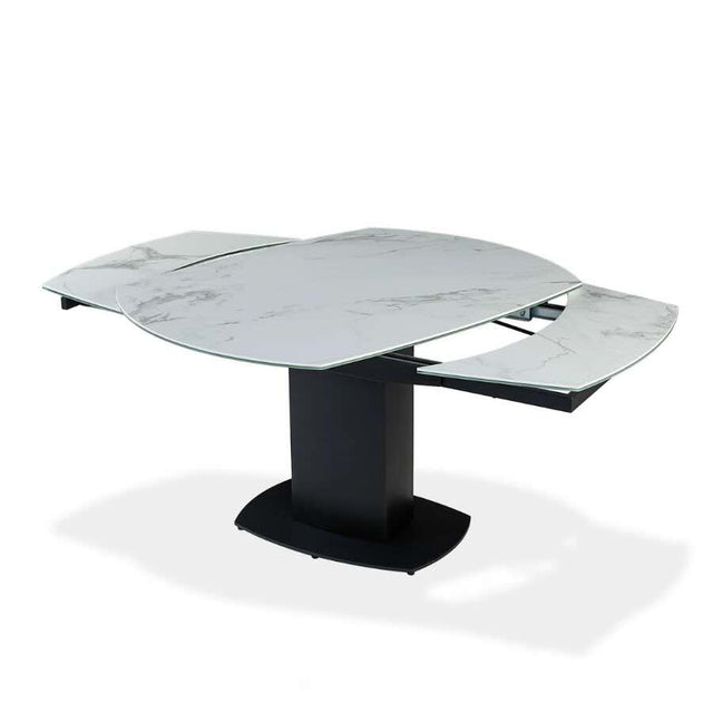 Modern-8-Seater-White-Marble-Ceramic-Rectangular-Extending-Dining-Table-Black-Metal-Pedestal-Base-120cm-180cm