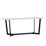 Scarlett Modern 8 Seater Rectangular White Marble Stone Dining Table 180cm