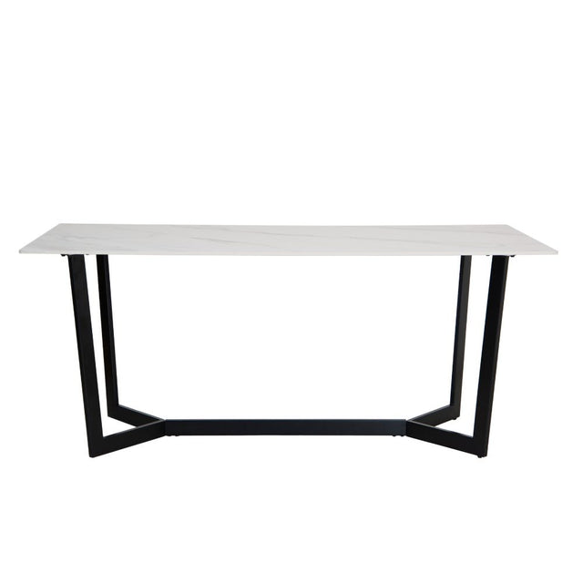 Scarlett Modern 8 Seater Rectangular White Marble Stone Dining Table 180cm