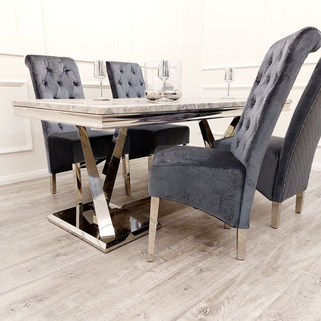 Modern-8-Seater-grey-marble-dining-table-rectangular-marble-top-stainless-steel-legs-180cm