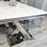 Modern-8-Seater-white-marble-dining-table-rectangular-marble-top-stainless-steel-legs-180cm