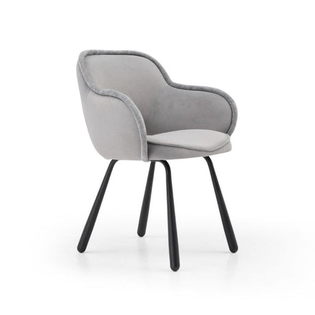 Modern-Art-Deco-Style-Grey-Fabric-Dining-Chairs-Black-Metal-Legs