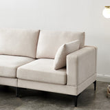 Modern-Beige-Fabric-3-Seater--Sofa-200cm-With-Ottoman