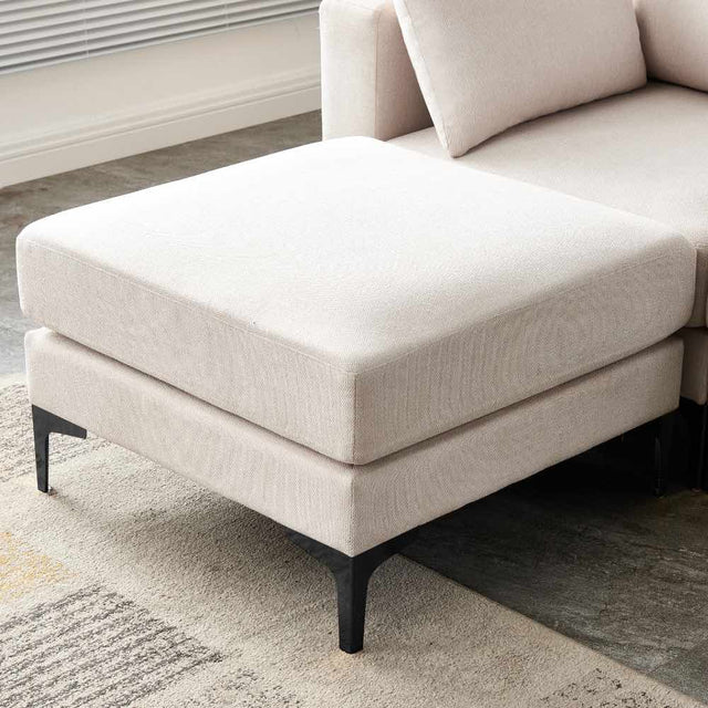 Modern-Beige-Fabric-3-Seater--Sofa-200cm-With-Ottoman