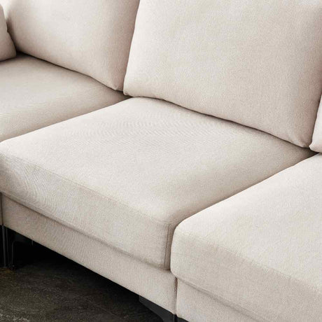 Modern-Beige-Fabric-3-Seater--Sofa-200cm-With-Ottoman