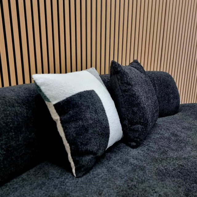 Beaumaris 3 Seater Black Boucle Curved Sofa 225cm