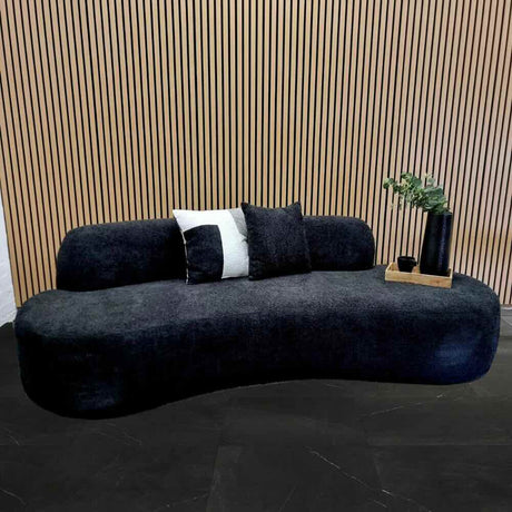 Beaumaris 3 Seater Black Boucle Curved Sofa 225cm