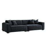 Modern-Black-Boucle-4-Seater-Sofa-With-Ottoman