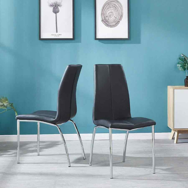 Modern-Black-Faux-Leather-Dining-Chair-With-Chrome-Metal-Legs-Set-of-2