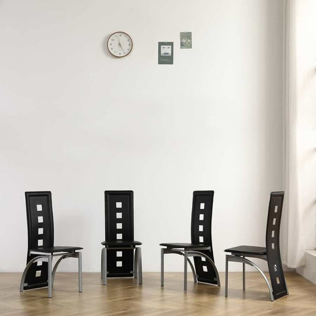 Modern-Black-Faux-Leather-High-Back-Dining-Chairs-With-Square-Open-Pattern-Metal-Legs-Set-of-6