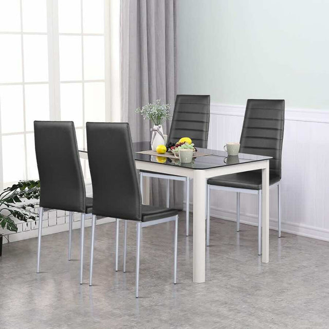 Modern-Black-Faux-Leather-Horizontal-Stitched-Dining-Chair-With-Chrome-Metal-Legs-Set-of-6