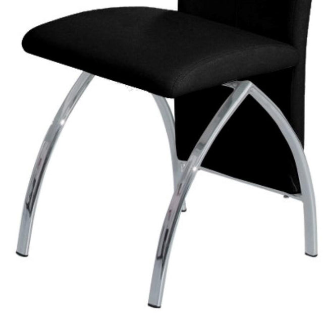 Modern-Black-Faux-Leather-Long-Back-Dining-Chair-With-Chrome-Metal-Legs-Set-of-4