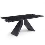 Silux Modern Black Carbon Glass Extending Dining Table 180cm-260cm