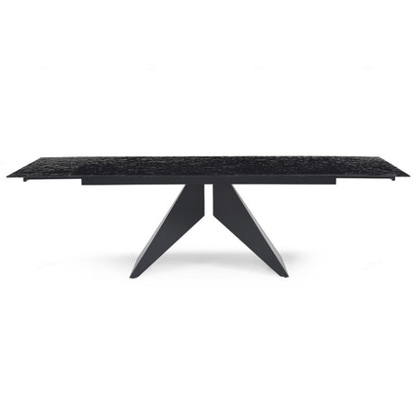 Silux Modern Black Carbon Glass Extending Dining Table 180cm-260cm