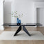 Silux Modern Black Carbon Glass Extending Dining Table 180cm-260cm