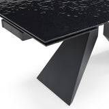 Silux Modern Black Carbon Glass Extending Dining Table 180cm-260cm