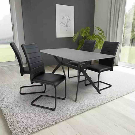 Modern-Black-Leather-Cantilever-Dining-Chair-Horizontal-Stitched-Black-Metal-Legs-Set-of-2