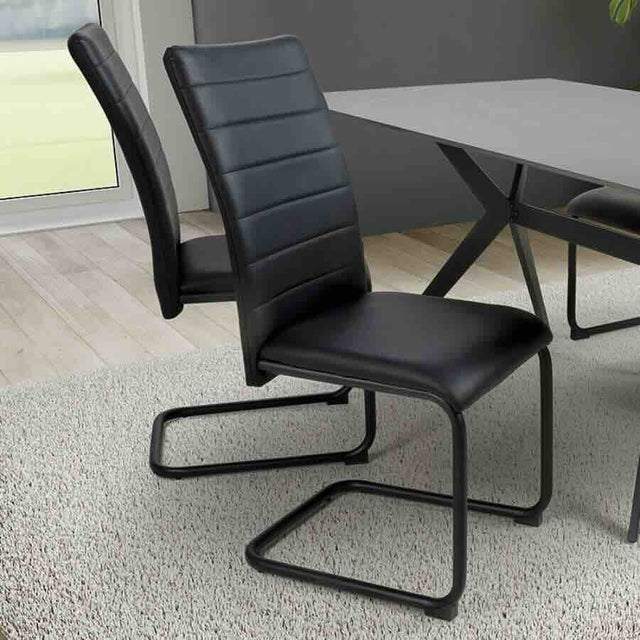 Modern-Black-Leather-Cantilever-Dining-Chair-Horizontal-Stitched-Black-Metal-Legs-Set-of-2