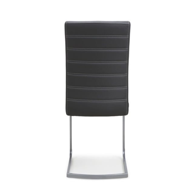 Modern-Black-Leather-Cantilever-Dining-Chair-Horizontal-Stitching-Metal-Legs-Set-of-2