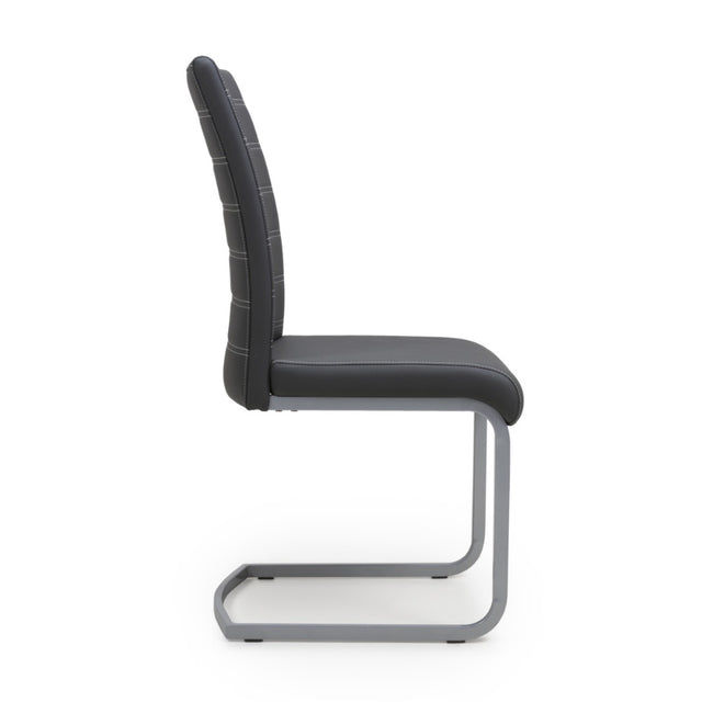 Modern-Black-Leather-Cantilever-Dining-Chair-Horizontal-Stitching-Metal-Legs-Set-of-2