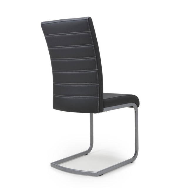 Modern-Black-Leather-Cantilever-Dining-Chair-Horizontal-Stitching-Metal-Legs