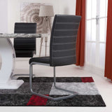 Modern-Black-Leather-Cantilever-Dining-Chair-Horizontal-Stitching-Metal-Legs-Set-of-2