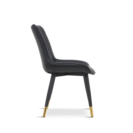 Modern-Black-Leather-Dining-Chair-Black-Metal-Legs-Gold-Tipped-Set-of-2