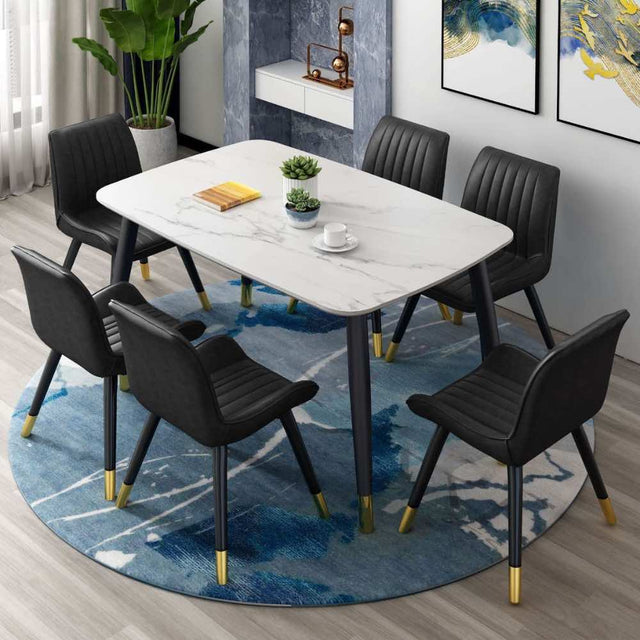 Modern-Black-Leather-Dining-Chair-Black-Metal-Legs-Gold-Tipped-Set-of-2