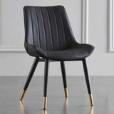 Modern-Black-Leather-Dining-Chair-Black-Metal-Legs-Gold-Tipped-Set-of-2