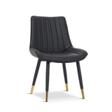 Modern-Black-Leather-Dining-Chair-Black-Metal-Legs-Gold-Tipped-Set-of-2