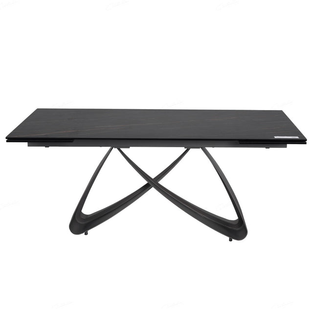 Serpenti Modern Black Stone Ceramic Extending Dining Table 180cm-260cm