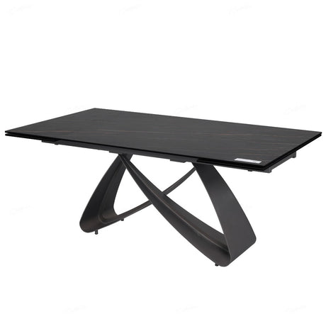 Serpenti Modern Black Stone Ceramic Extending Dining Table 180cm-260cm