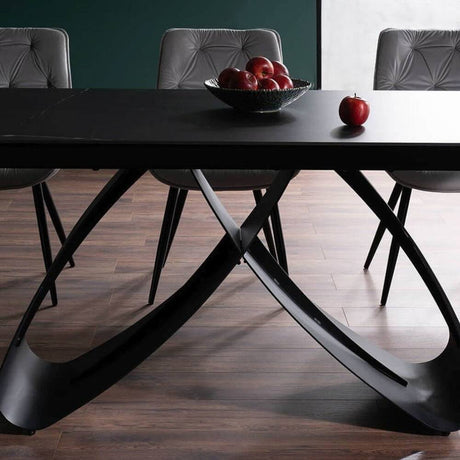 Serpenti Modern Black Stone Ceramic Extending Dining Table 180cm-260cm