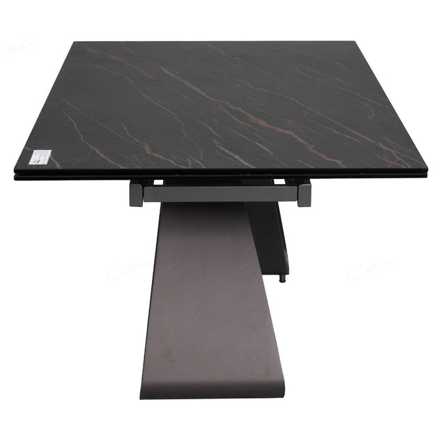 Serpenti Modern Black Stone Ceramic Extending Dining Table 180cm-260cm