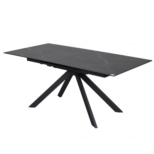 Rossa Modern Black Stone Ceramic Extending Dining Table 180cm-225cm