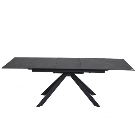 Rossa Modern Black Stone Ceramic Extending Dining Table 180cm-225cm